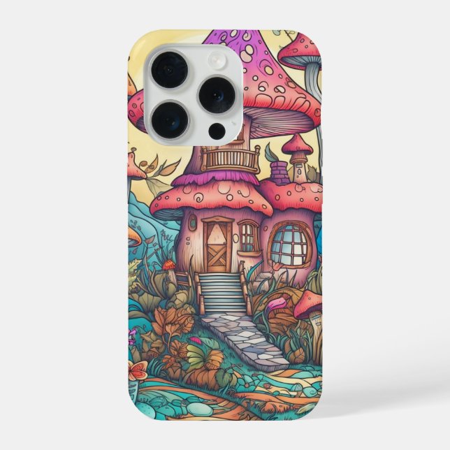 Funda Para iPhone Ilustracion Cute Creative Mushroom Hut (Reverso )