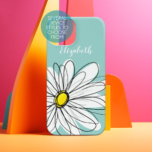 Funda Para iPhone 14 Plus Ilustracion Daisy Floral de moda - amarillo verde