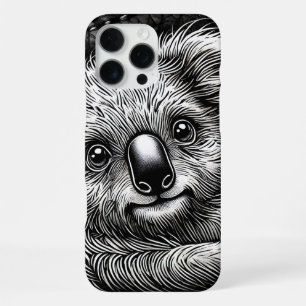 Funda Para iPhone 16 Pro Max Ilustración de adorable koala sobre fondo de cuero