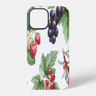 Funda Para iPhone 12 Ilustración de bayas en acuarela con patrón contin