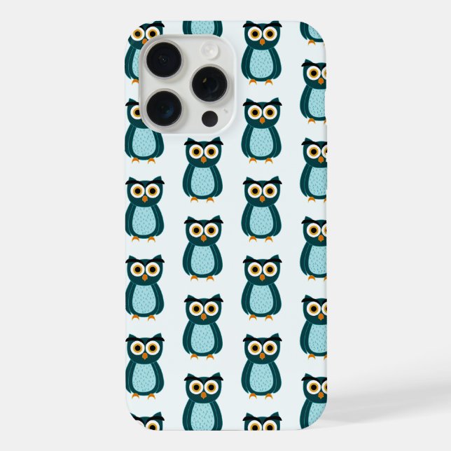 Funda Para iPhone Ilustracion de búho azul (Reverso )