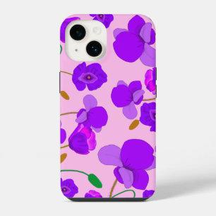 Funda Para iPhone 14 Ilustracion de campo Papaver color rosa morado