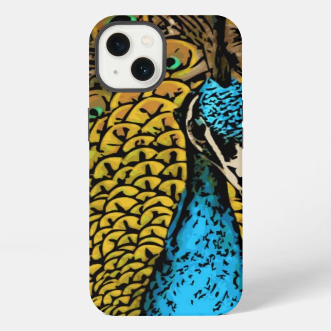 Funda Para iPhone Ilustración de esplendor de pavo real (Reverso )