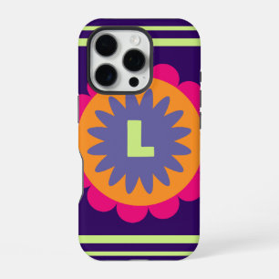Funda Para iPhone 16 Pro ilustracion de formas florales naranja y rosa