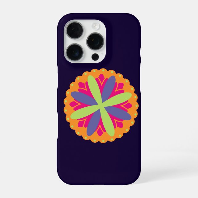 Funda Para iPhone ilustracion de formas florales naranjas (Reverso)