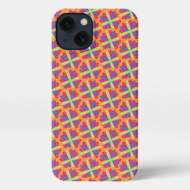 Funda Para iPhone ilustracion de formas florales naranjas (Reverso )
