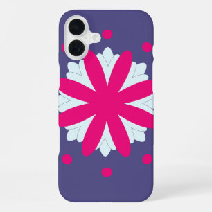 Funda Para iPhone 16 Plus Ilustracion de formas florales púrpura y rosa