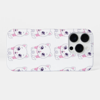 Funda Para iPhone 16 Pro Ilustracion de gatito blanco