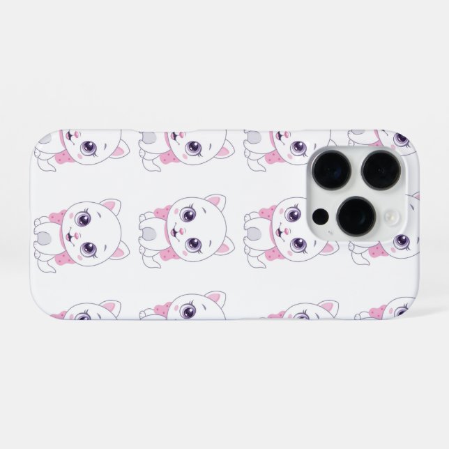 Funda Para iPhone Ilustracion de gatito blanco (Reverso Horizontal)