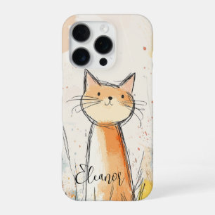 Funda Para iPhone 16 Pro Ilustracion de gato de Naranja Adorable Personaliz