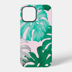 Funda Para iPhone 12 Ilustración de hojas de monstera tropical dibujada