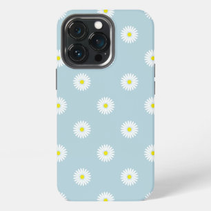 Funda Para iPhone 13 Pro Ilustración de margaritas sobre azul pálido