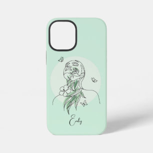 Funda Para iPhone 12 Mini Ilustración de mujer de arte de línea simple abstr