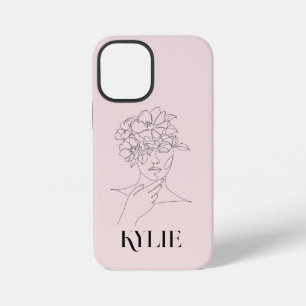 Funda Para iPhone 12 Mini Ilustración de mujer de arte de línea simple abstr