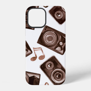 Funda Para iPhone 12 Ilustración en acuarela altavoces de música con no