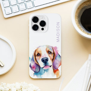 Funda Para iPhone 14 Pro Max Ilustración en Acuarela de Perro Beagle Adorable
