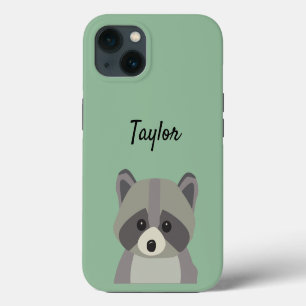 Ilustración personalizada de mapache verde lindo