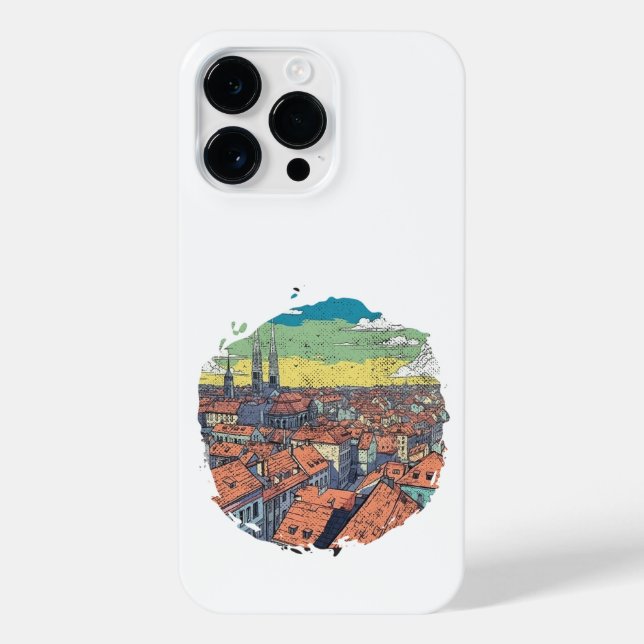 Funda Para iPhone Ilustracion ZAGREB CROATIA (Reverso)
