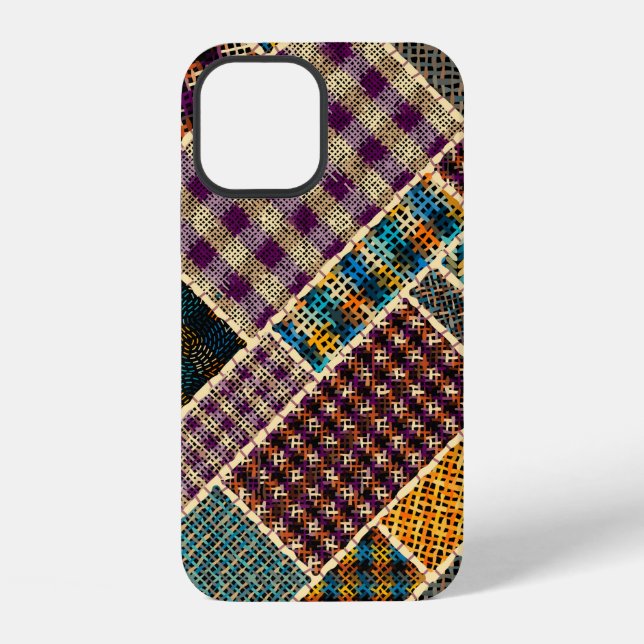 Funda Para iPhone Imitación de patrón de patchwork indio con textura (Reverso )