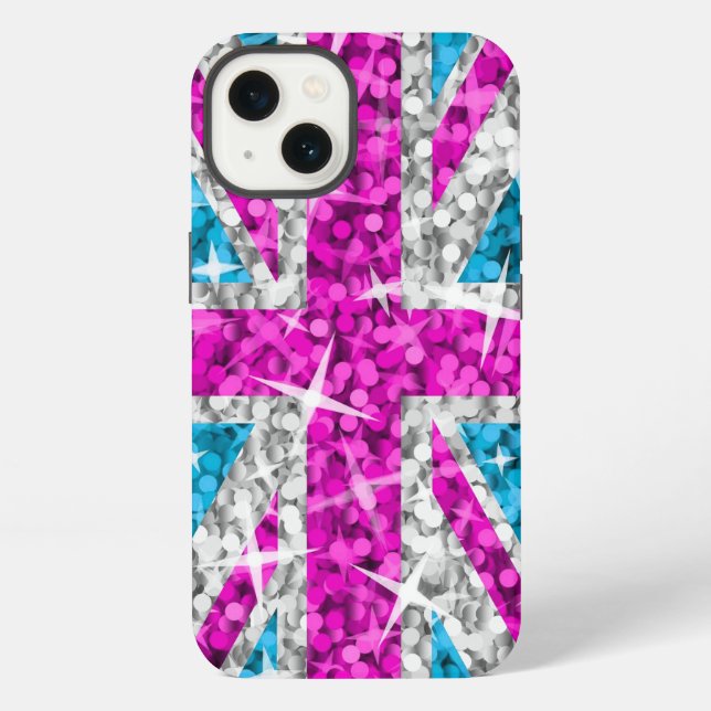 Funda para iPhone impresa Glitz UK rosa (Reverso )
