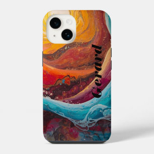 Funda Para iPhone 14 Impresión artística de agua con corrientes en llam