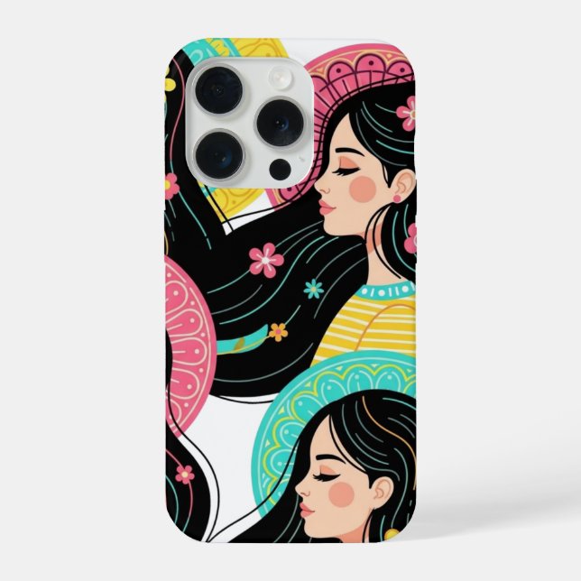 Funda Para iPhone Impresión artística de ilustración de mujeres bohe (Reverso )