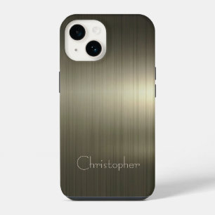 Funda Para iPhone 14 Impresión de acero inoxidable de oro platino