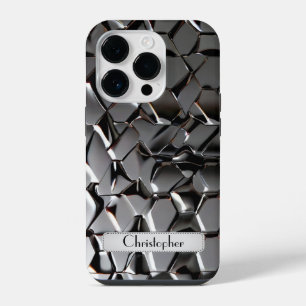 Funda Para iPhone 14 Pro Impresión de acero inoxidable de plata de titanio