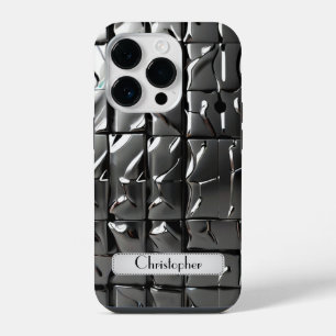 Funda Para iPhone 14 Pro Impresión de acero inoxidable de plata de titanio