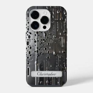 Funda Para iPhone 14 Pro Impresión de acero inoxidable de plata de titanio