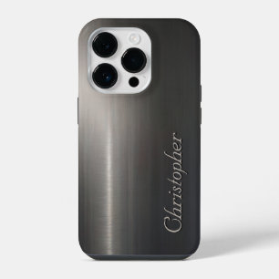 Funda Para iPhone 14 Pro Impresión de acero inoxidable de plata de titanio