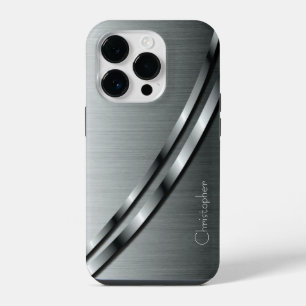 Funda Para iPhone 14 Pro Impresión de acero inoxidable de plata de titanio