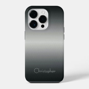 Funda Para iPhone 14 Pro Impresión de acero inoxidable de plata de titanio