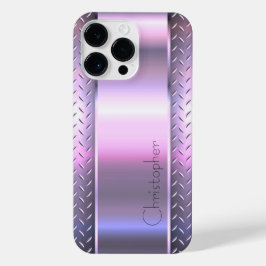 Funda Para iPhone 14 Pro Max Impresión de acero inoxidable de plata rosada de t