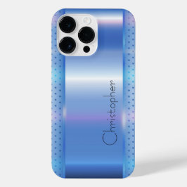 Funda Para iPhone 14 Pro Max Impresión de acero inoxidable titanio Blue Silver