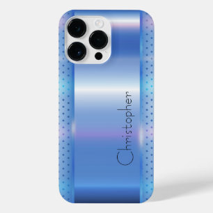 Funda Para iPhone 14 Pro Max Impresión de acero inoxidable titanio Blue Silver