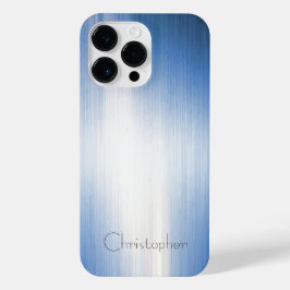 Funda Para iPhone 14 Pro Max Impresión de acero inoxidable titanio Blue Silver