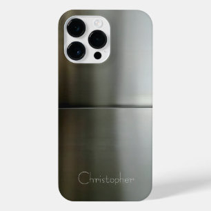 Funda Para iPhone 14 Pro Max Impresión de acero inoxidable titanio negro platea