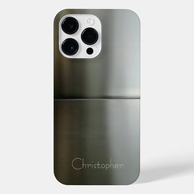 Funda Para iPhone Impresión de acero inoxidable titanio negro platea (Reverso)
