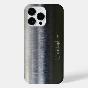 Funda Para iPhone 14 Pro Max Impresión de acero inoxidable titanio negro platea