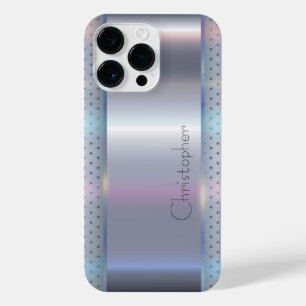 Funda Para iPhone 14 Pro Max Impresión de acero inoxidable titanio plateado