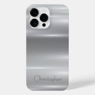 Funda Para iPhone 14 Pro Max Impresión de acero inoxidable titanio plateado