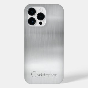 Funda Para iPhone 14 Pro Max Impresión de acero inoxidable titanio plateado