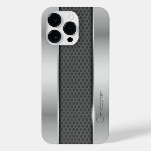 Funda Para iPhone 14 Pro Max Impresión de acero inoxidable titanio plateado
