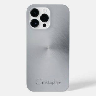 Funda Para iPhone 14 Pro Max Impresión de acero inoxidable titanio plateado