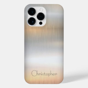 Funda Para iPhone 14 Pro Max Impresión de acero inoxidable titanio plateado