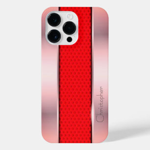 Funda Para iPhone 14 Pro Max Impresión de acero inoxidable titanio rojo y bronc