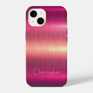 Funda Para iPhone 14 Impresión de acero inoxidable titanio rosa y plate