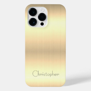 Funda Para iPhone 14 Pro Max Impresión de acero inoxidable Titanium Gold