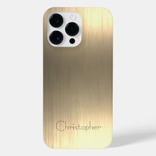 Funda Para iPhone 14 Pro Max Impresión de acero inoxidable Titanium Gold